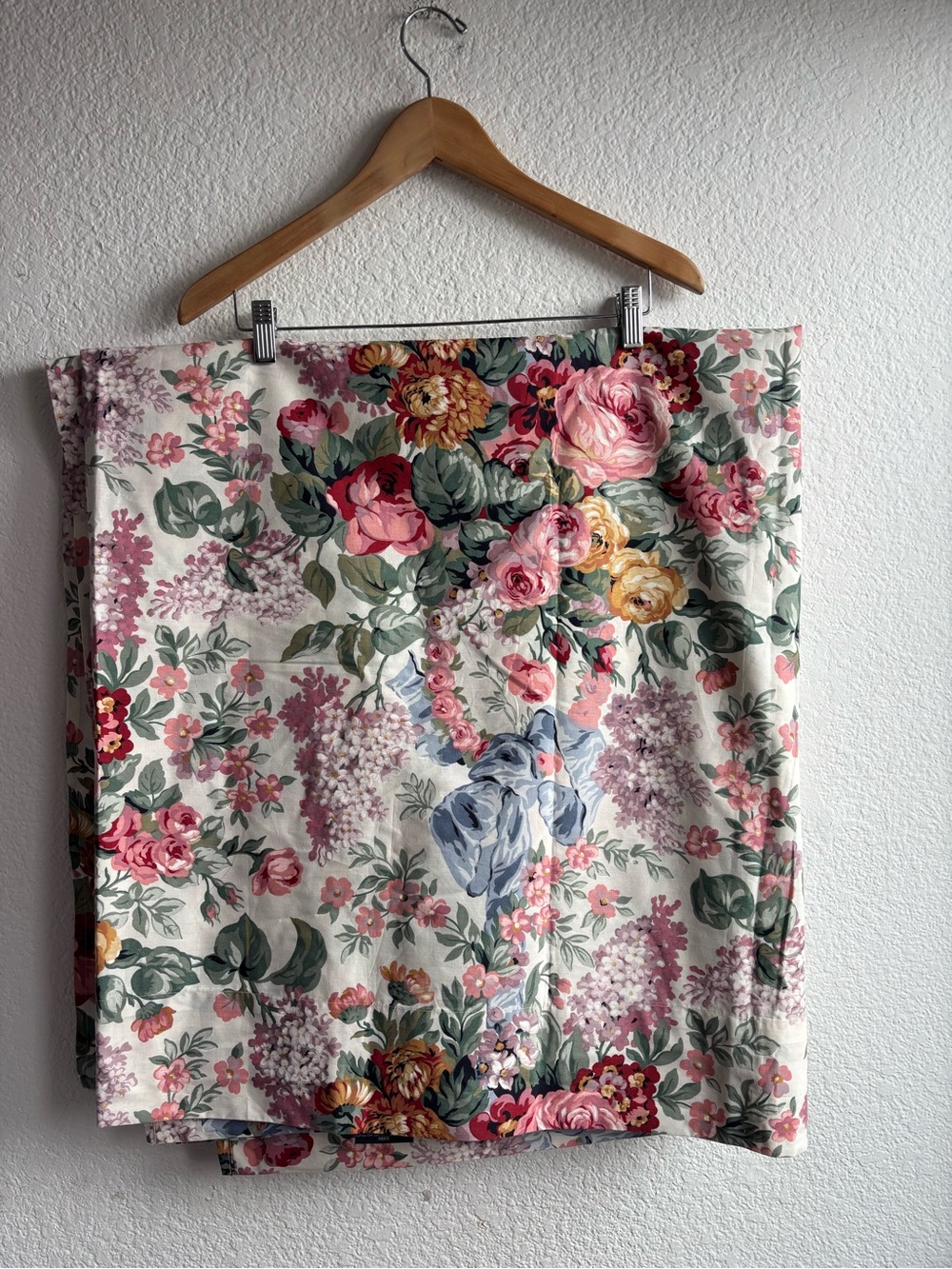 Vintage Rare Ralph Lauren Allison Floral Print Queen Flat Sheet Cotton Made USA